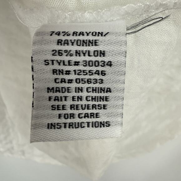 Habitat Clothes Button Tunic Top small White Crinkle Knit Artsy Boxy Lagenlook - Picture 8 of 10